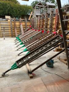 Wall reinforcement and formwork with support props – basement construction in Beaconsfield, Buckinghamshire
